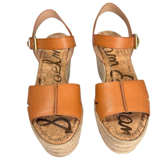 Sam Edelman Maura Espadrille Tan Leather Wedge Sandals Size 10 NEW - Picture 7 of 11